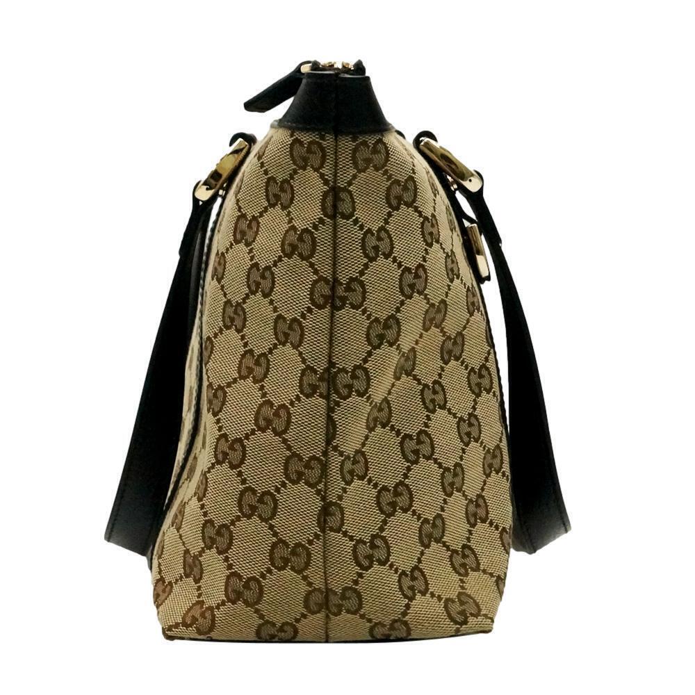 Gucci GG Canvas Leather Tote Bag Brown - Picture 2 of 7